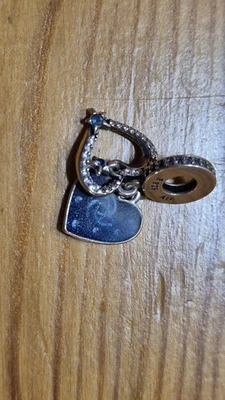 Pandora Himmlische Sternschnuppe Herzen Doppelter Charm Anhänger Neu - Bild 1 von 3