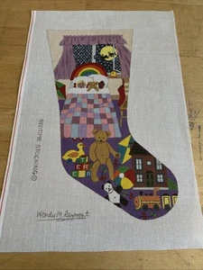 HAND PAINTED NEEDLEPOINT CANVAS by Wendy M. Rayment CHRISTMAS STOCKING - Picture 1 of 11