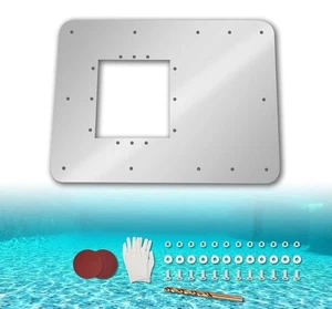 17 X 12 1/2 IN Pool Skimmer Wall Repair Panel Standard Mouth Stainless Steel - Picture 1 of 5