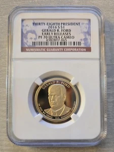 2016 Gerald R. Ford $1 NGC PF 70 Ultra Cameo Early Releases Proof Coin - Picture 1 of 2