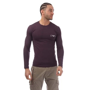 Men's Emporio Armani Slim-Fit Long Sleeve T-Shirt in Purple - Picture 1 of 4