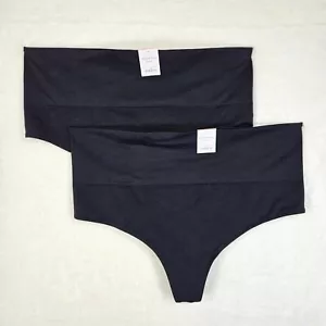 Auden 2pk Seamless High Rise Thongs Women Plus Size 2X Stretch Black - Picture 1 of 7