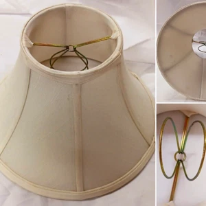 OFF WHITE BELL SHAPE INTERIOR & EXTERIOR LINING LAMP SHADE 5" X 8 " X 12" VTG - Picture 1 of 9