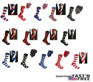 Men's Matching Dress Socks & Necktie Set - Picture 1 of 32