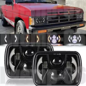Pair For Nissan Hardbody D21 Pickup 5X7" 7x6" inch LED Headlights Hi/Lo Beam DRL - Foto 1 di 12