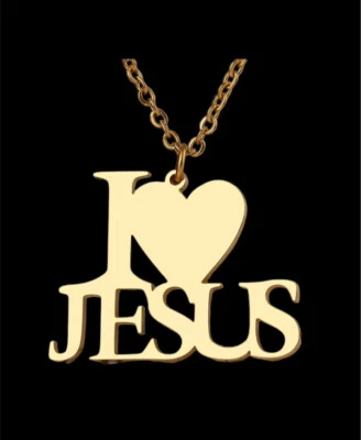 Collar Chapado en Oro Letras Amo Jesús Colgante Cadena Dije Moda Foto 1 de 3