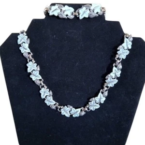 1950's Marcel Boucher Silver Tone Garden Ivy Leaf Necklace and Bracelet Set - Picture 1 of 6