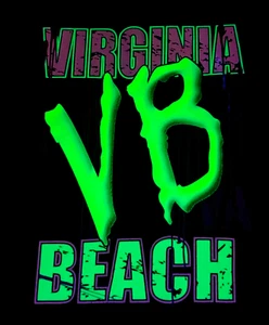 Virginia Beach VB Graphic T-Shirt Gildan Tee Black Mens Large Vintage GLOWS - Picture 1 of 6