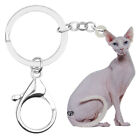 Acrylic White Sphynx Cat Keychains Car Bag Purse Key Ring Pets Charms Jewelry
