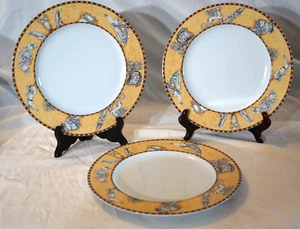 PHILLIP DESHOULIERS LAVINIA 3 DINNER PLATES 10 1/2" LIMOGES FRANCE TAN ROMAN - Picture 1 of 21