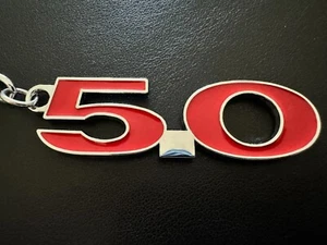 Ford Mustang 5.0 L Keychain, American Muscle, RED with Chrome Mirror Highlights - Picture 1 of 8