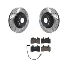 Front Coated Drilled Slotted Disc Brake Rotor & Ceramic Pad Kit For Cadillac CT6