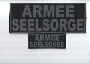 2 Patches Klett Emblem Aufnäher Etikett reflektierend ARMEE SEELSORGE Schwarz - Picture 1 of 2