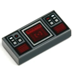 NEW LEGO - Tiles - Decorated - 1x2 Target Screen + Buttons Dark Gray x1 - 75291 - Picture 1 of 1