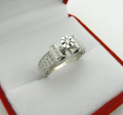 Vintage Solid 14k White Gold Natural 0.20 tcw Diamond Cluster Ring 4 gr size 6.5 - Image 1 of 4
