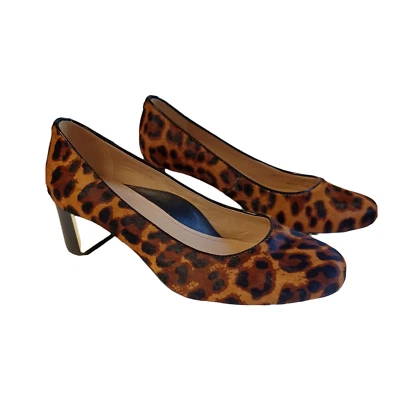 Nurture Heels Womens US 7.5 M Leather Pump Calf Hair Leopard Print Comfort Shoes - Image 1 of 4