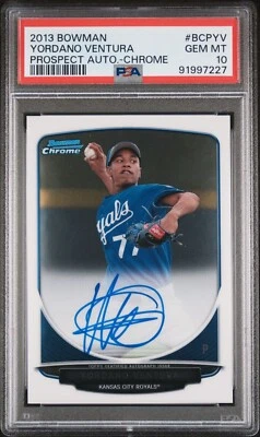 2013 年 Bowman Prospect 亲笔签名 #BCPYV Yordano Ventura Chrome 签名 - PSA 10 — 第 1/2 张图片