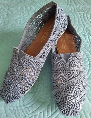 100% Auténtico Tom's Crochet/Encaje Azul Claro Talla 6.5 Foto 1 de 4