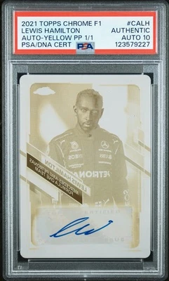2021 Topps Chrome F1 Lewis Hamilton amarelo automático 1/1 PSA 10 - Imagem 1 de 2