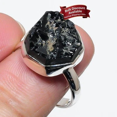 Кластерное кольцо из чистого стерлингового серебра с зеленым кианитом и чакрой в горле размер 9 - Изображение 1 из 4