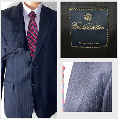 Traje de hombre Brooks Brothers 44R de colección azul a rayas 90 lana y 10 cachemir Foto 1 de 4