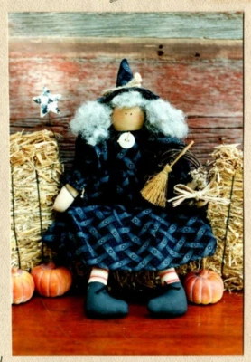 Witch Hazel Fiberfill Doll Pattern Folk Primitive Country Tea Stained Halloween - Image 1 of 3