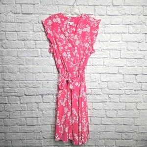 Charter Club Dress Womens 22w Pink Floral Belted Midi Ruffle Sleeve Plus Size - Picture 1 of 12