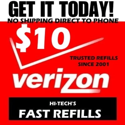 $10 VERIZON PREPAID REFILL 💥 DIRECT TO PHONE 💥ONLINE REFILL ✅ GET IT TODAY! - Image 1 of 4