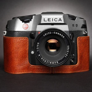 2024 Hecho a mano Cuero Genuino Real Media Cámara Estuche Cubierta Bolso para Leica R8 R9 - Imagen 1 de 13