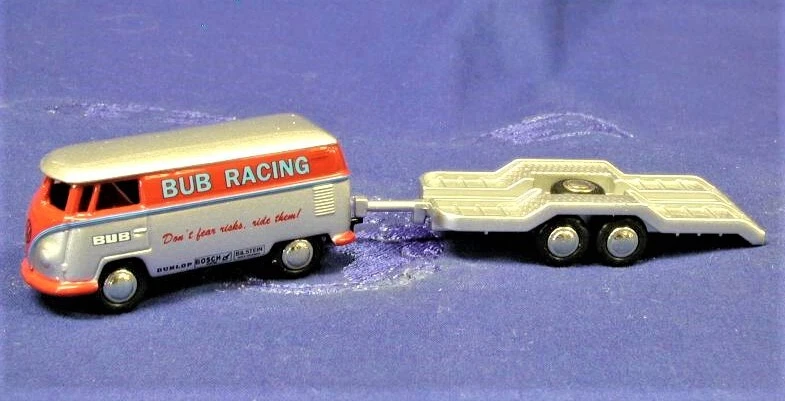 BUB 06515 VW Bulli furgoneta de caja con remolque - BUB RACING 1/87 HO fundido a presión sin usar, en caja Foto 1 de 1