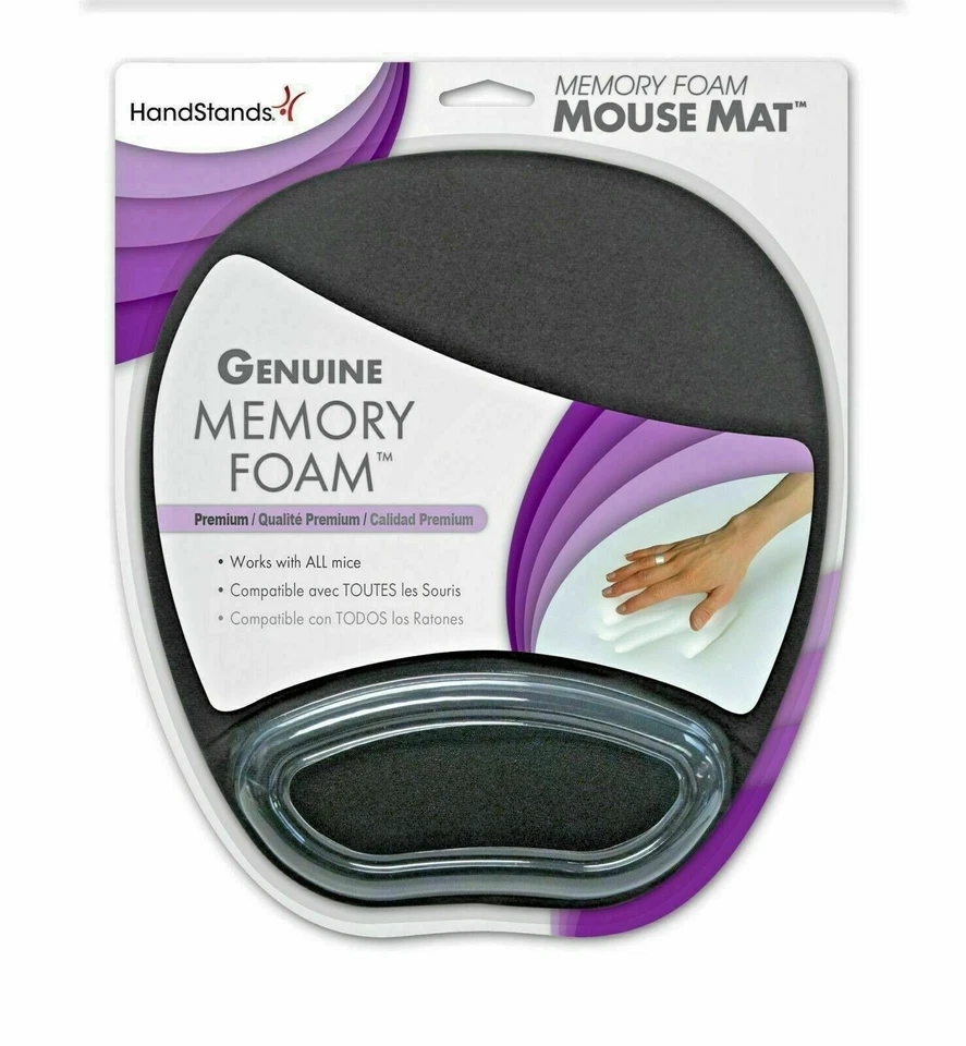 HandStands Memory Foam Mouse Pad Mat Premium Genuine Memory Foam Hand Rest Black - Image 1 of 1