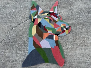 SMALL RUG 3x5 HANDMADE colorful handtufted clean animal dog kid children fun - Picture 1 of 10