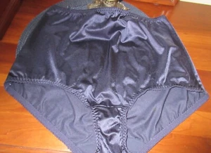 vtg VANITY FAIR SECOND SKIN MIDNIGHT 40301 satin HI LEG SKAMP panties 3XL/10 - Picture 1 of 5