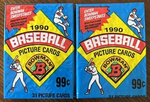 1990 BOWMAN CELLO PACK Lot of 2 Sealed Packs 31 Cards Each - Picture 1 of 3