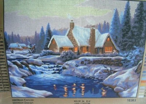 Needlepoint Canvas: Winter Country Lodge - Picture 1 of 1