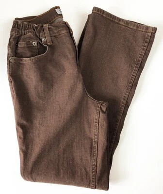 Denim & Co. Jeans PXS Brown Part Elastic Waist 26x27.5 Bootcut High Rise Stretch - Image 1 of 4