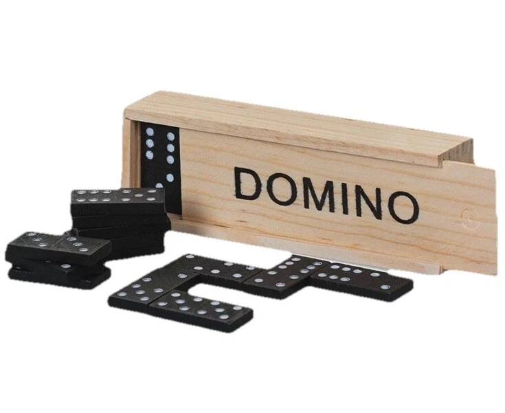 NEW - 28 Pieces Dominoes Set in a Wooden Box Domino Traditional Educational Game - Image 1 of 4