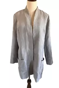 Draper's & Damon's Sz L Gray Faux Suede Long Blazer Soft Quiet Luxury Old Money - Picture 1 of 20