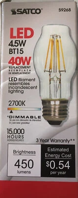 Satco S9268 BT 15 4.5 Watt Decorative LED Filament Dimmable Bulb - Image 1 of 3
