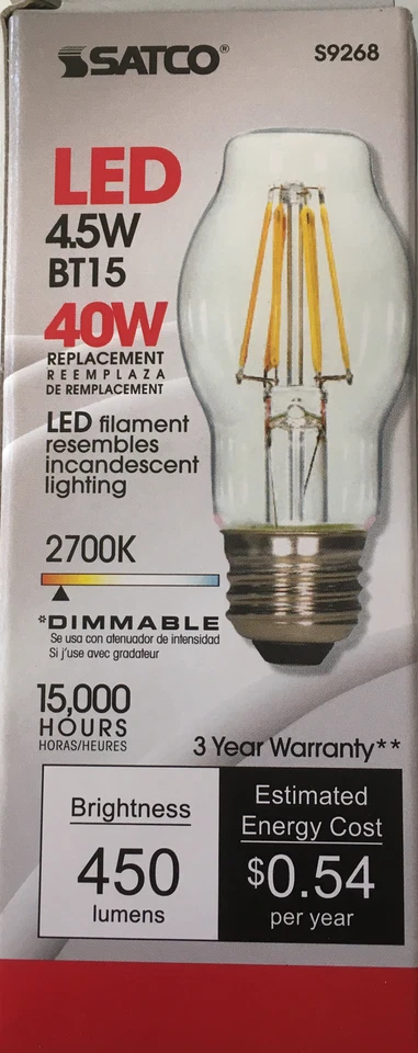 Satco S9268 BT 15 4.5 Watt Decorative LED Filament Dimmable Bulb - Image 1 of 3