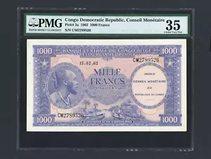 CONGO Banknote P-2a, 1000 Francs, 1962 , PMG 35 - Picture 1 of 2