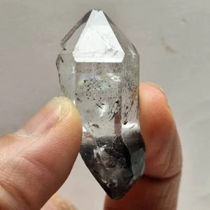 22g Natural Black Phantom Herkimer Crystal Quartz Double Terminating 4408 - Picture 1 of 18