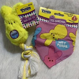 Peeps Easter Squeaker Rope Dog Toy Small 4" Pet Bandanas NWT - Picture 1 of 3