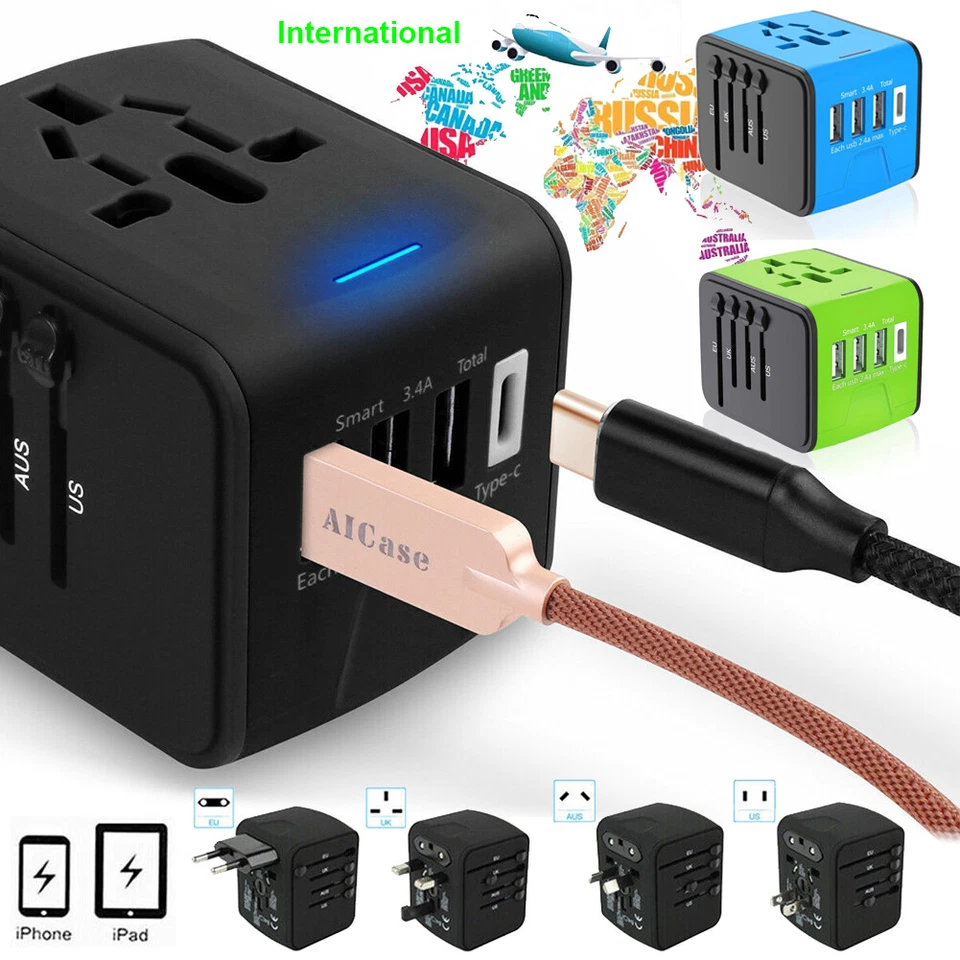 International Travel Adapter Universal Converter USB Wall Charger AC Power Plug - Image 1 of 1