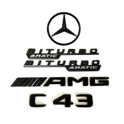 Insignia emblema estrella trasera negro brillante C43 AMG BITURBO 4MATIC para Mercedes Benz W205 Foto 1 de 4