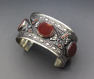 Afghan Manschettenarmband, Karneol Steine Manschettenarmband, Boho Armreif #B09 - Bild 1 von 9