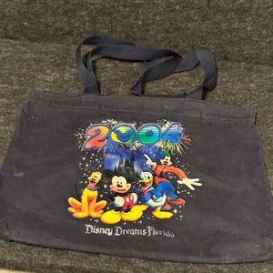 2004 Disney Dreams Florida Zip Tote blau Canvas Schultertasche Vintage Mickey Pluto - Bild 1 von 14