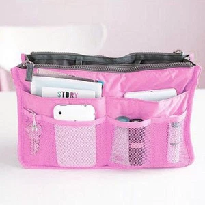 Bag Dual Insert Multi Function Handbag Make Up Bag Travel Organizer Bag FB - Picture 1 of 19