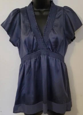 Blusa BCBG Max Azria Para Mujer Periwinkle Oscuro Mangas Cortas Cuello en V S Foto 1 de 4