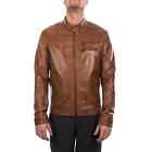 Men soft genuine lambskin leather jacket tan brown distressed Leather  MLJ-513